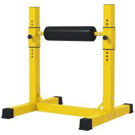 Bulgarian Split Squat Stand with 12-Level Single Leg Squat Roller, for Lower Body Strength Training, Yellow