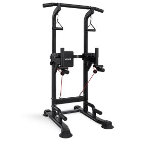 Pull Up Bar, 330 LBS Power Tower Dip Station, Workout Dip Station with H-Shaped Stable Base & Back Pad