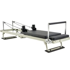 Foldable Pilates Reformer, Pilates Workout Machine for Home Gym Studio Use, Pilates Bed with Dual Resistance- Spring & Cord