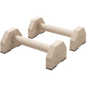 Push up Handles, Wooden Parallettes Bars with Non-Slip Base, Calisthenics Equipment for Home, Gym, Fitness, Exercise, Natural Wood