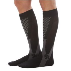 Compression Socks For Men&Women Best Graduated Athletic Fit For Running Flight Travel Boost Stamina Circulation&Recovery Socks (Option: Black-L XL)