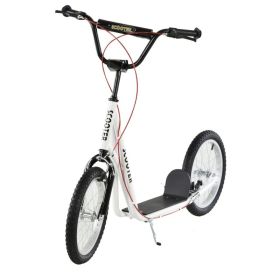 Toddler Scooter, White, Adjustable Handlebar, Kick Scooter For Kids 5,Dual Brakes, Inflatable Wheels (Option: White)