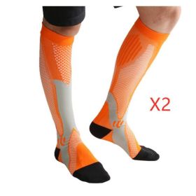 Compression Socks For Men&Women Best Graduated Athletic Fit For Running Flight Travel Boost Stamina Circulation&Recovery Socks (Option: Orange 2PC-L XL)