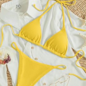 Factory Wholesale Women's Sexy Small Rib Bikini Tie Bikini Set Two Piece Swimsuit Beach Wear (Option: Style14-S)