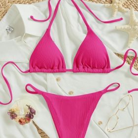 Factory Wholesale Women's Sexy Small Rib Bikini Tie Bikini Set Two Piece Swimsuit Beach Wear (Option: Style11-S)