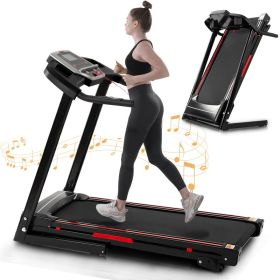 Folding Treadmills 3.5HP Portable With Incline Electric Treadmill Running Walking (Option: Black)