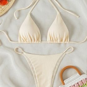 Factory Wholesale Women's Sexy Small Rib Bikini Tie Bikini Set Two Piece Swimsuit Beach Wear (Option: Style8-S)