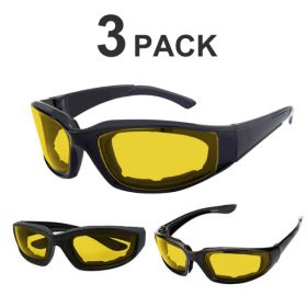 3 Pairs Motorcycle Sports Biker Riding Glasses Wind Resistant Eye Protection Sports Goggles Cycling Glasses Sunglasses Yellow Color(TK/TMEU For S (Option: Defaulttitle)