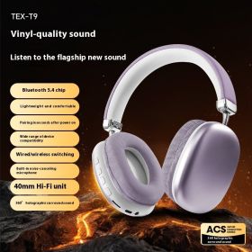 TEX-T9 Bluetooth Headset Wireless Headphone Head-mounted (Option: Purple)
