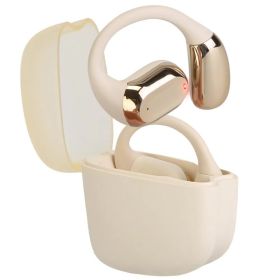 Wireless V5.4 Open Ear Earbuds With Earhook LED Display Charging Case IPX5 Waterproof 300Hrs Standby Time Touch Control Stereo Sport Headphones F (Option: Beige)