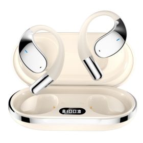 Portable Sports Hanging Ear Bluetooth Earphones (Option: Beige-AI Translation Upgrade Version)